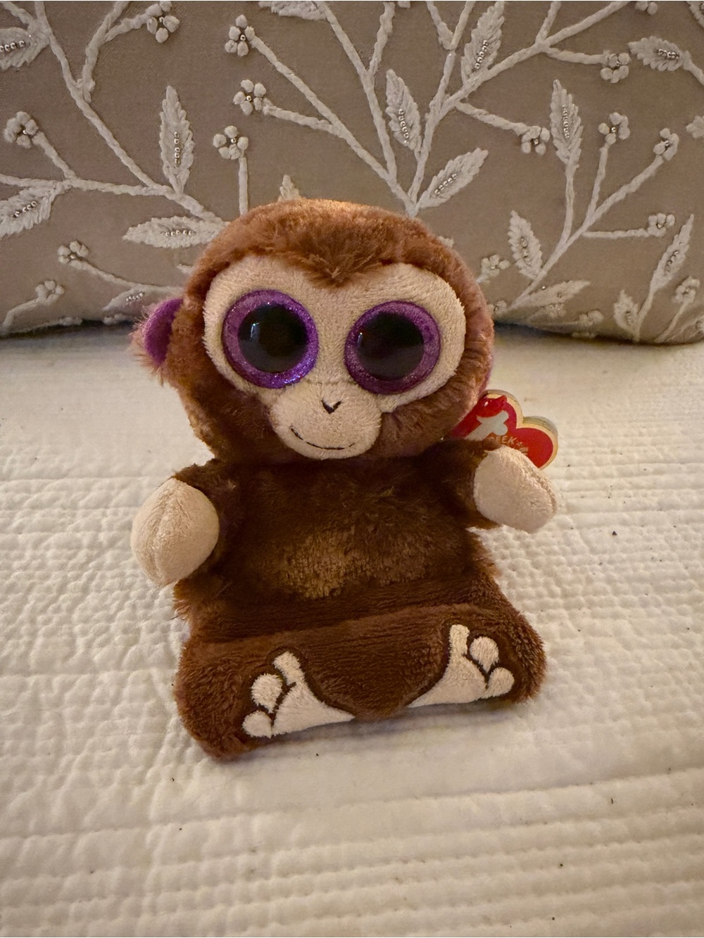 Ty Brown Plush Monkey with Purple Eyes